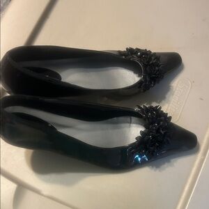 Chic Black Women's Heels with Floral Accent